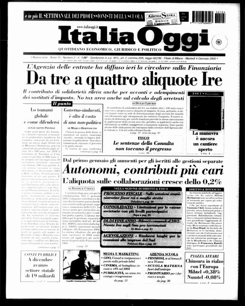 Italia oggi : quotidiano di economia finanza e politica